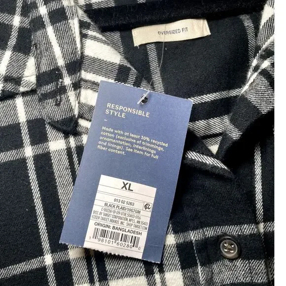 Universal Thread - Black & White Oversized Flannel - XL - Picture 11 of 13